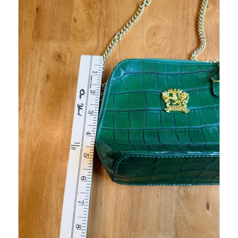 Pratesi Firenze Green Croc Embossed Leather Crossbody Bag Made in Italy - Picture 11 of 13